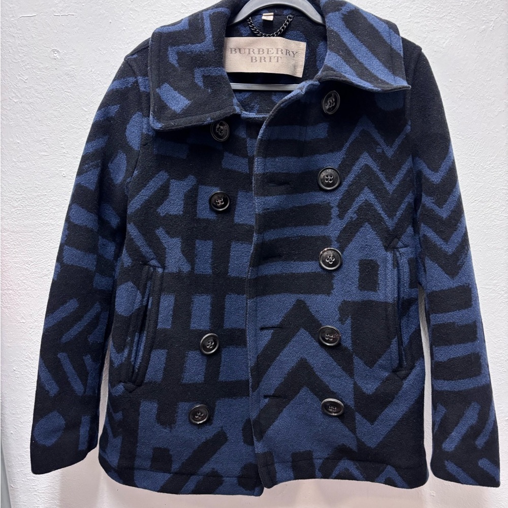 Burberry Brit Navy and Black Checkered Coat